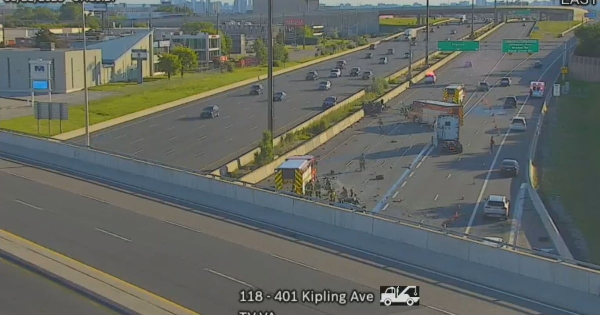 Highway 401 eastbound closed at Kipling after crash