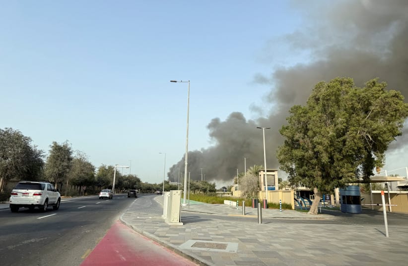 Smoke billows from Zayed port after an Iranian attack, following United States and Israel strikes on Iran, in Abu Dhabi, United Arab Emirates, March 1, 2026.