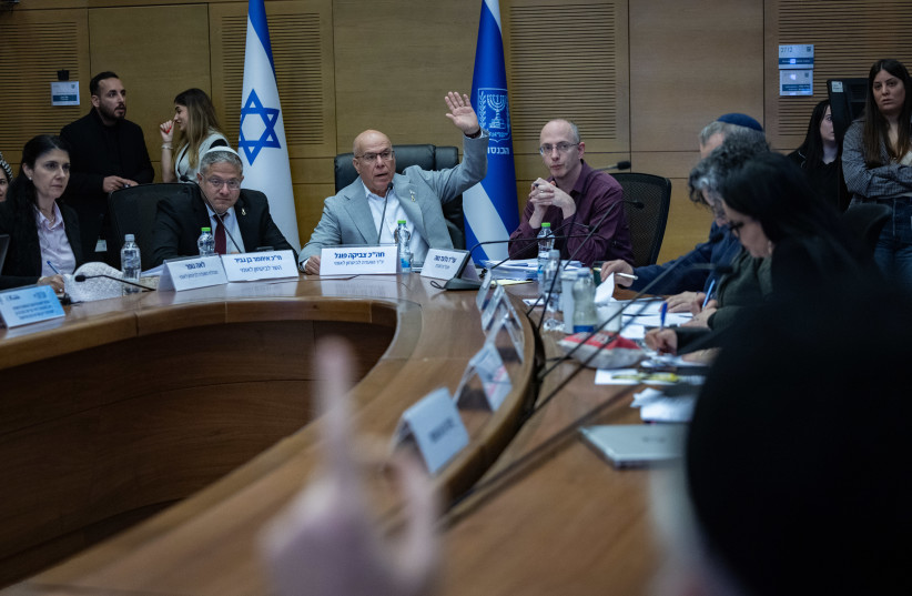 National Security Minister Itamar Ben Gvir and committee head MK Zvika Fogel attend a National Security committee meeting at the Knesset, the Israeli parliament on March 24, 2026.