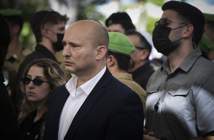 Former Prime Minister Naftali Bennett attends the funeral of Israeli soldier Staff Sergeant Maxsim Entis at the Bat Yam Military Cemetery, March 31, 2026.