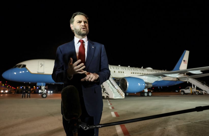 US VICE President JD Vance speaks to the media before boarding Air Force Two to return to Washington, DC, after the White House announced he would be leading the US delegation in upcoming peace talks with Iran, from Budapest Ferenc Liszt International Airport in Budapest, Hungary, April 8, 202