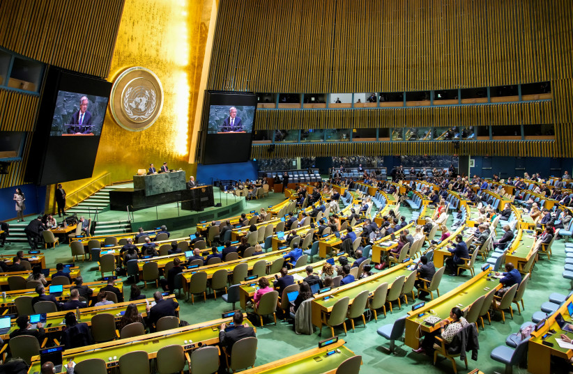 United Nations Secretary-General Antonio Guterres speaks to delegates during a meeting on Nuclear Non-Proliferation Treaty at UN headquarters in New York City, US, April 27, 2026.