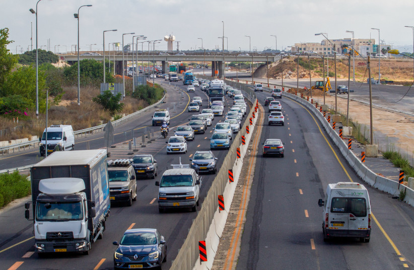 Traffic on Highway 2 near Netanya. Although the Transportation Ministry has announced that the elderly are more likely to be injured or killed in road accidents, it doesn’t state whether they are pedestrians or drivers.