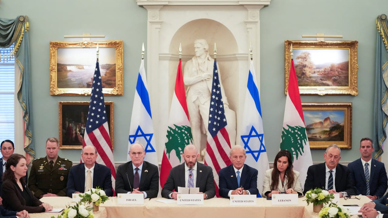  Meeting between Israeli and Lebanese delegations hosted by the United States, after the Trump administration said Israel and Lebanon agreed to implement a ceasefire to end hostilities, at the State Department in Washington, DC, US, June 3, 2026.
