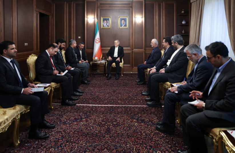 Iranian President Masoud Pezeshkian meets with Pakistan's Interior Minister Mohsin Naqvi, in Tehran, Iran, May 17, 2026.