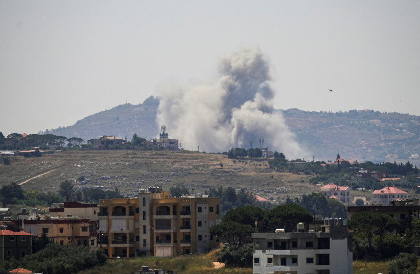 Smoke billows from southern Lebanon, following Israeli strikes, as seen from Nabatieh, Lebanon, June 8, 2026.