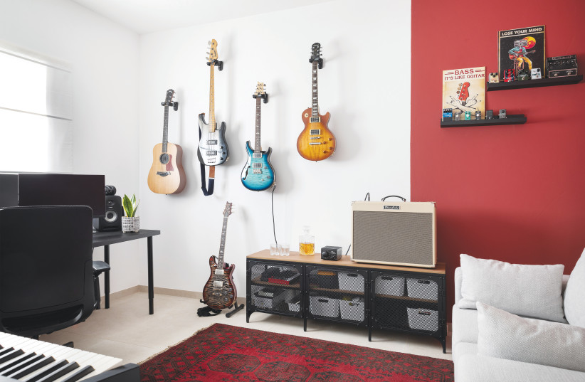 Musical Mamad/Man Cave, designed by Shida Ruth Behrouz of Shida Interiors.