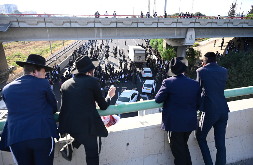 Haredi protesters block a highway in Israel on June 11, 2026.