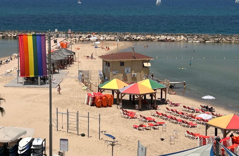 Tel Aviv's beaches decorated with pride flags ahead of the annual Tel Aviv Pride Parade.