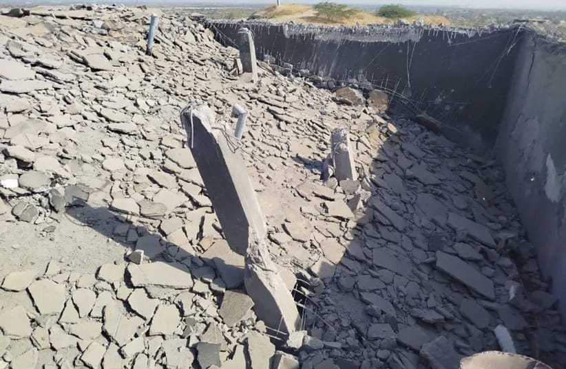 An Iranian drinking water reservoir damaged by strikes, June 10, 2026