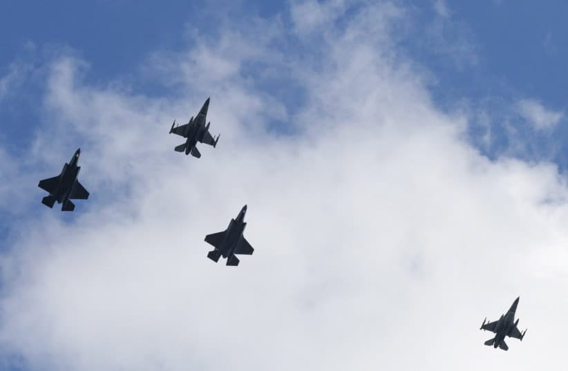 Newly acquired Polish F-35 Lightning II stealth strike fighters, named 'Husarz' in reference to the Polish "winged hussar" cavalry units, fly in formation accompanied by F-16 jets during a flypast over Westerplatte, as part of the celebratory event dubbed "Welcome to Poland", in Gdansk, Poland, June