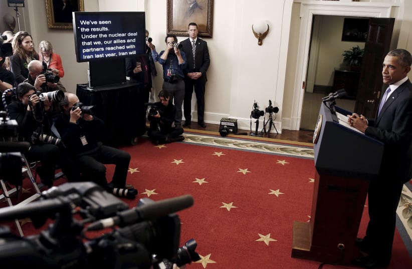 US President Barack Obama delivers a statement on Iran at the White House in Washington, January 17, 2016.