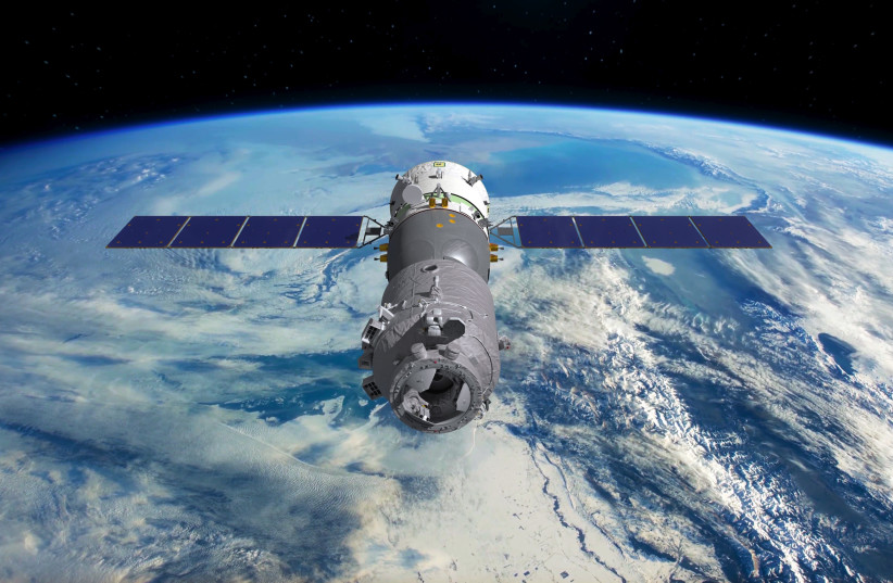 A manned Chinese satellite spacecraft.