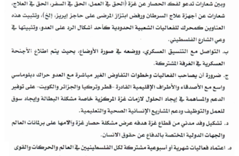 A Hamas document planning the deception plans surrounding the October 7 massacre.
