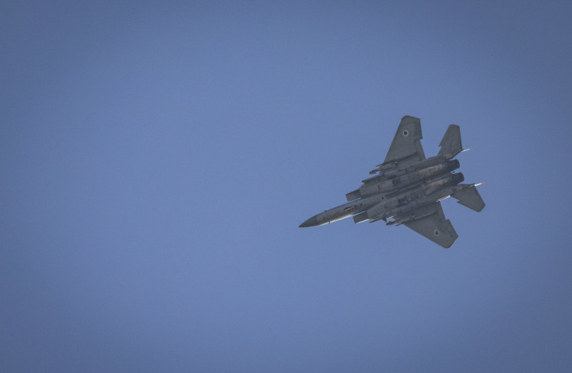 Israeli Air Force fighter jet seen in central Israel amid the ongoing war, April 12, 2026.