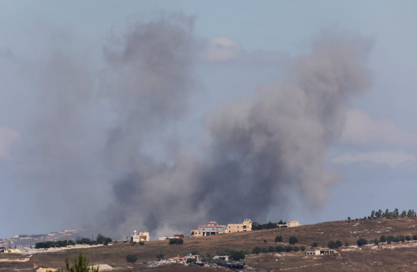 SMOKE BILLOWS from southern Lebanon following an Israeli strike, as seen from Marjayoun, Lebanon, June 19, 2026.