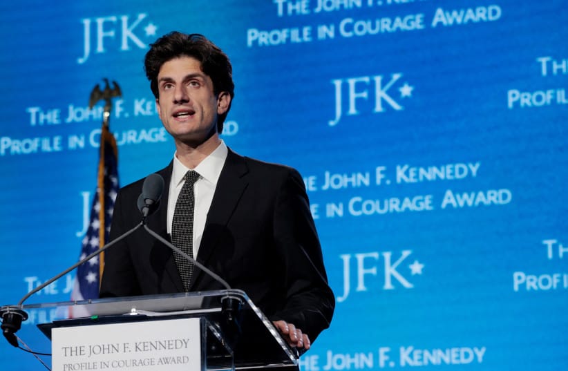 Jack Schlossberg speaks during the 2026 John F. Kennedy Profile in Courage Award ceremony at the John F. Kennedy Presidential Library and Museum in Boston, on May 31, 2026.
