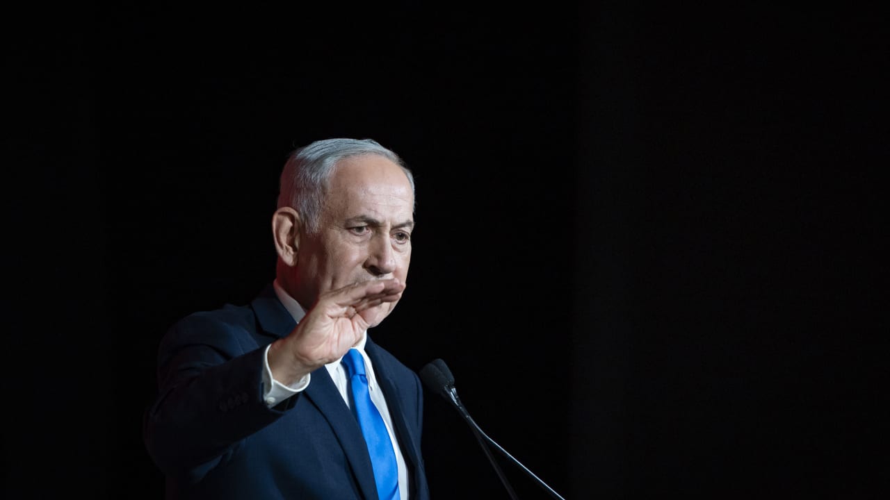 Prime Minister Benjamin Netanyahu speaks at the Jewish News Syndicate conference in Jerusalem, on June 21, 2026.