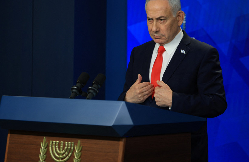 Prime Minister Benjamin Netanyahu holding a press conference in Jerusalem, June 15, 2026; illustrative.