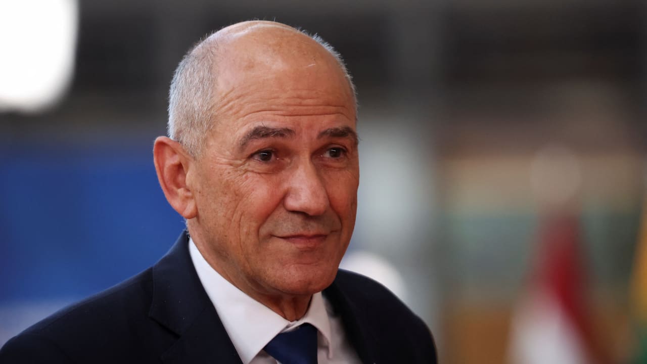 Slovenia's Prime Minister Janez Jansa arrives at a European Union leaders summit in Brussels, Belgium, June 18, 2026.