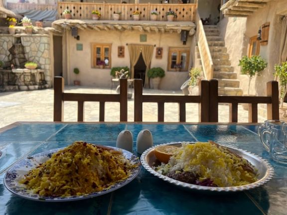 Traditional Iranian rice dishes served at an eco-lodge restaurant