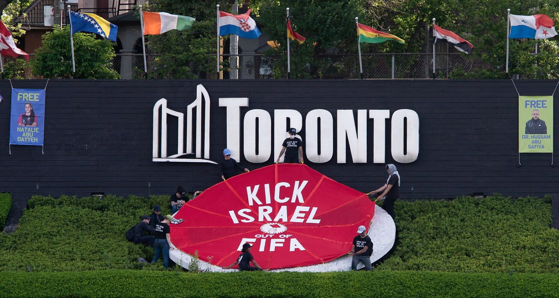 Activists rally to 'kick Israel out of FIFA' despite team's absence from World Cup