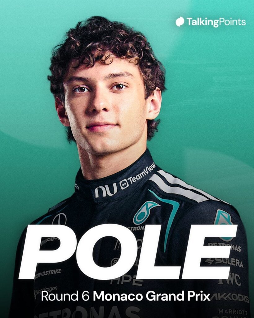 Official driver portrait of Kimi Antonelli for the 2026 F1 season.
