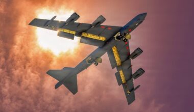 A B-52H Stratofortress assigned to the 419th Flight Test Squadron at Edwards Air Force Base, California, departs for an evening test mission over the Mojave Desert. The B-52H test fleet is in high demand, testing a variety of advanced capabilities for the joint-force. The 412th Test Wing will soon begin developmental test work on new avionics, radar, and engines as part of the B-52J effort, allowing the Stratofortress to serve the warfighter into the 2050's. (Air Force photo by Todd Schannuth)