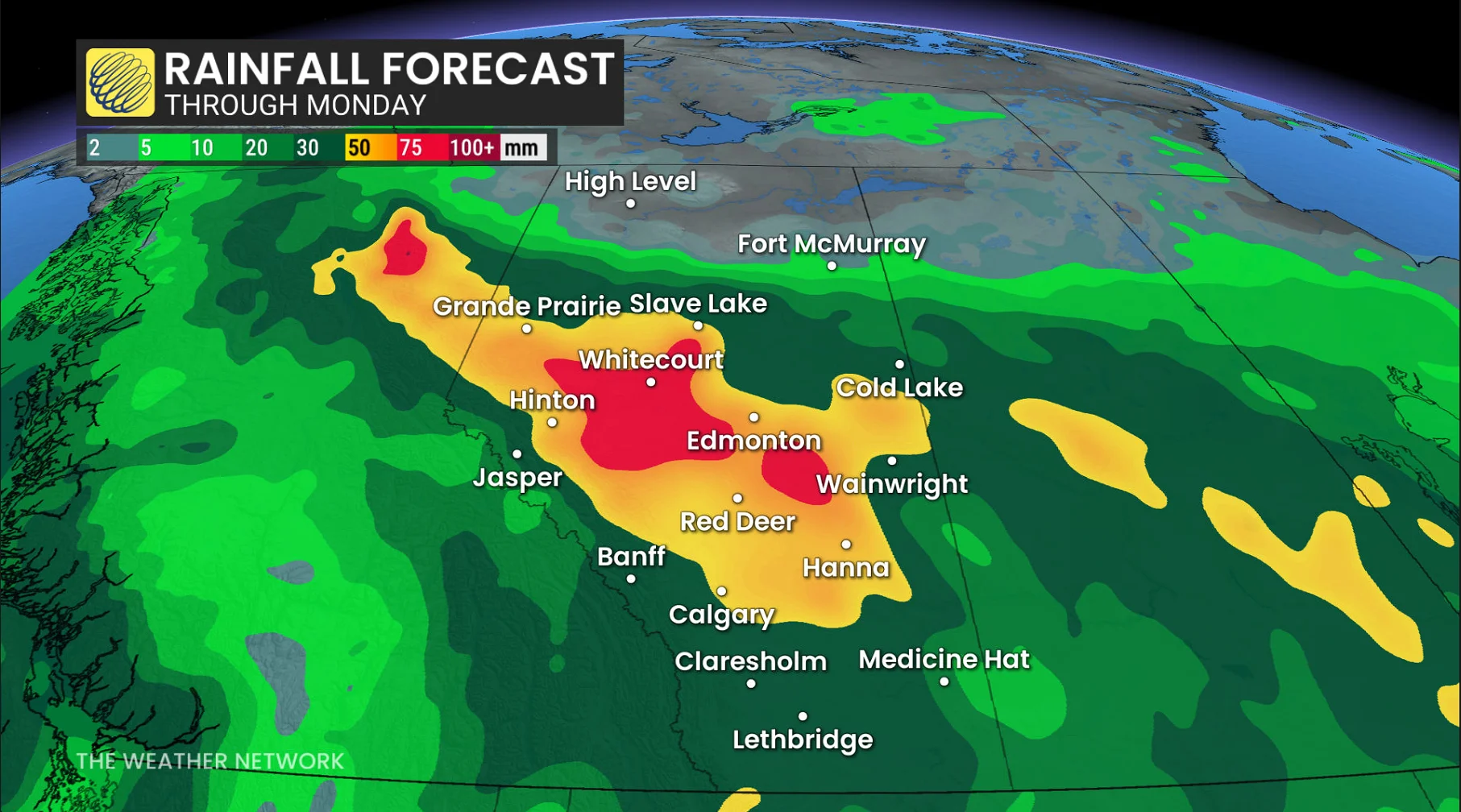 Baron - Alberta rainfall forecast - June 25