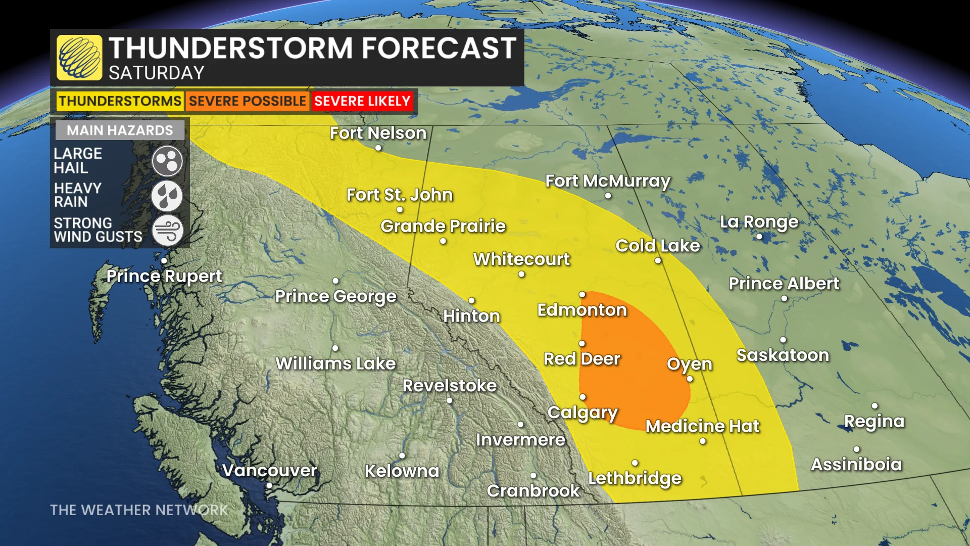 Baron - Alberta thunderstorm risk Saturday - June 19