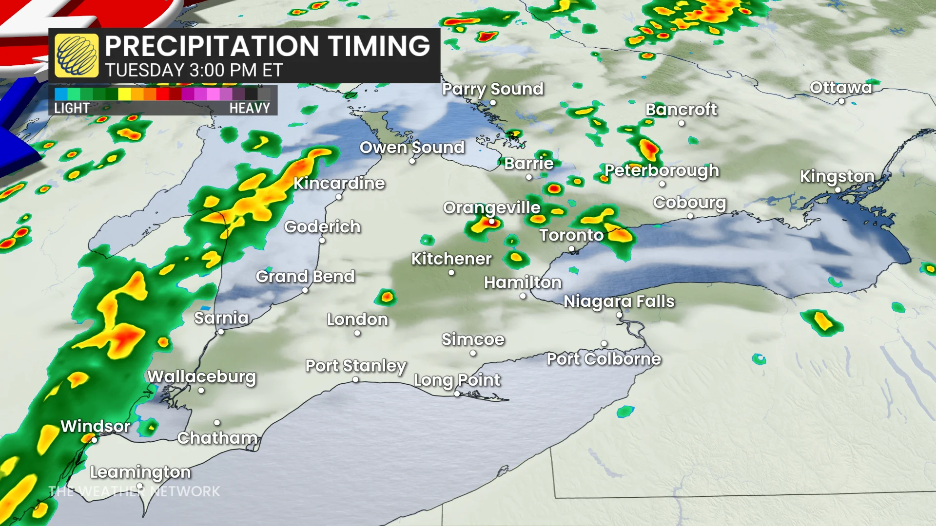 Baron - Ontario precipitation Tuesday 3 pm - June 15