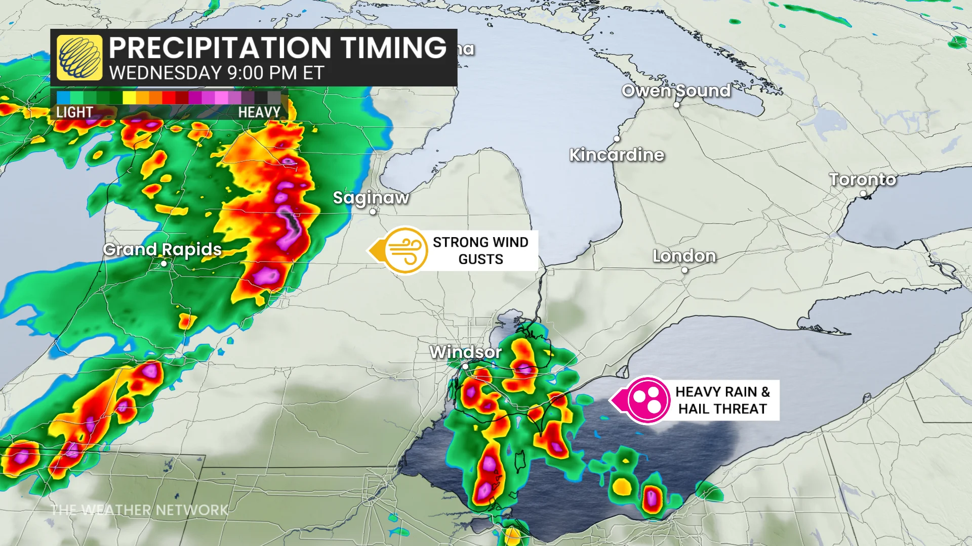 Baron - Ontario precipitation Wednesday 9 pm - June 9