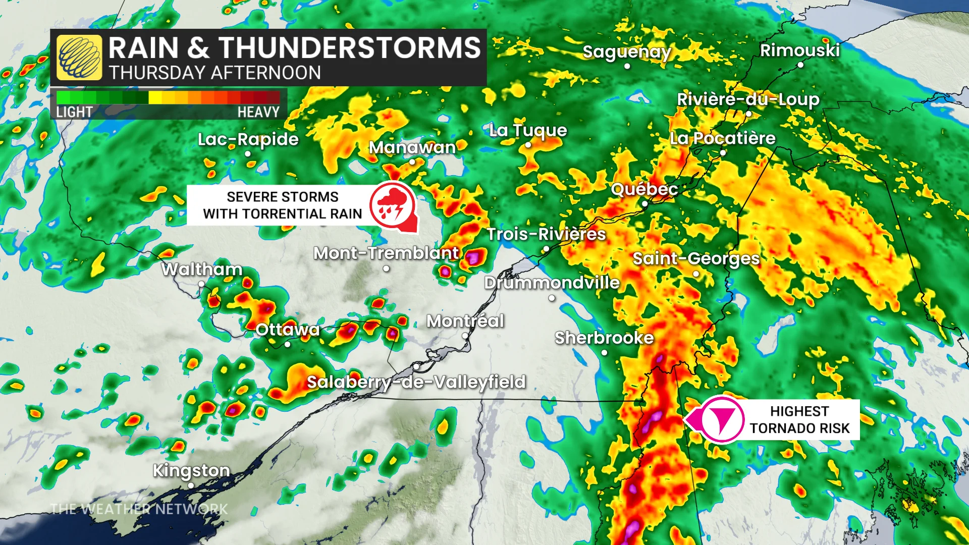 Baron - Rain and thunderstorms Thursday afternoon ONQC - June 18