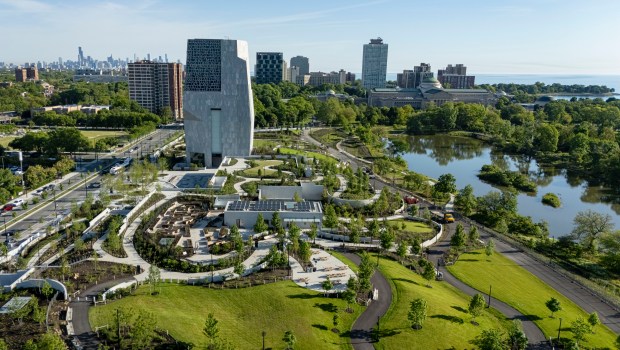 The Obama Presidential Center prepares for opening, June 3, 2026, in Chicago's Jackson Park. (Brian Cassella/Chicago Tribune)