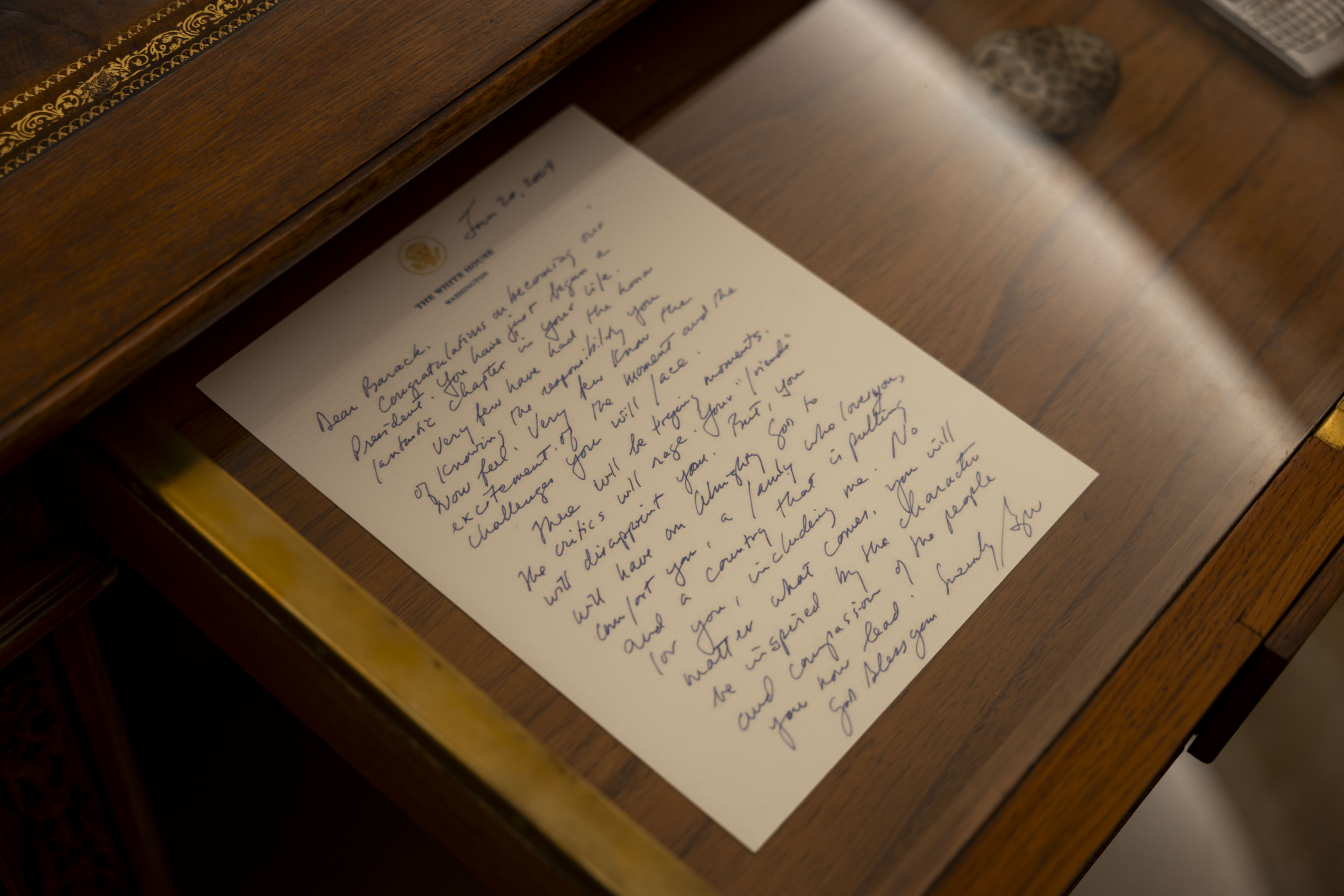 A letter from President George W. Bush to President Barack...