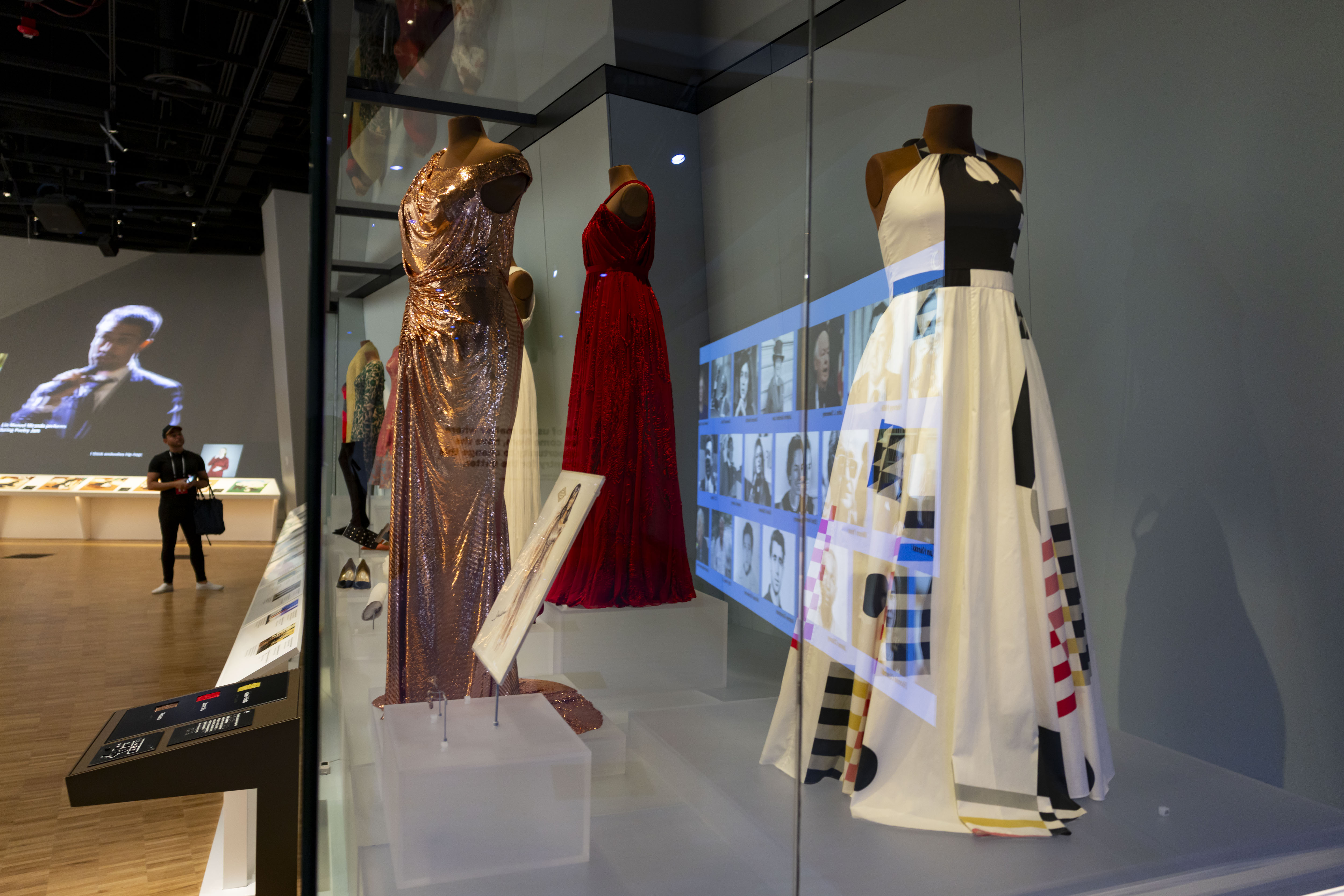 Some of Michelle Obamaâs dresses are displayed as the Obama...