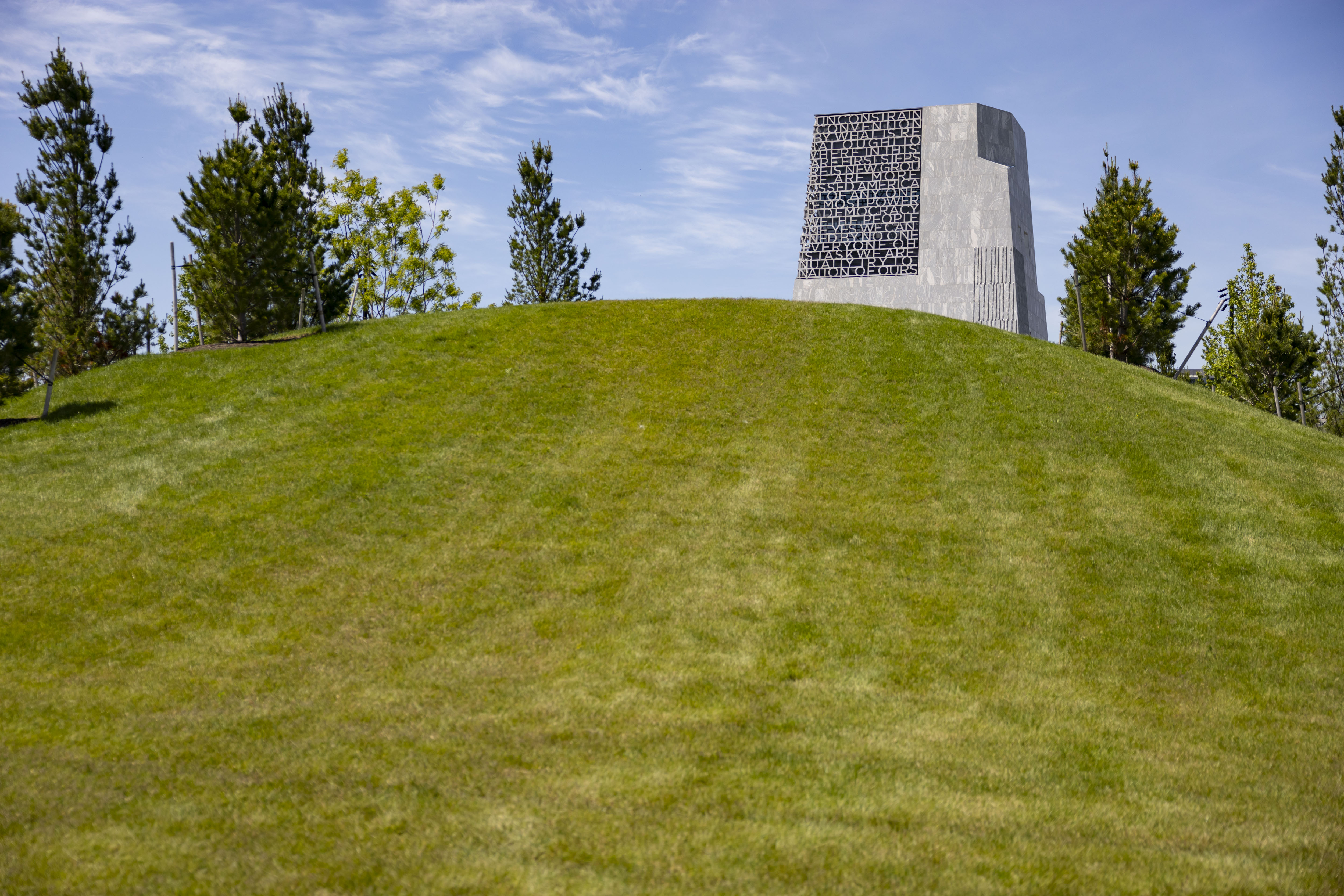 Green hills surround the Obama Presidential Center as the campus...