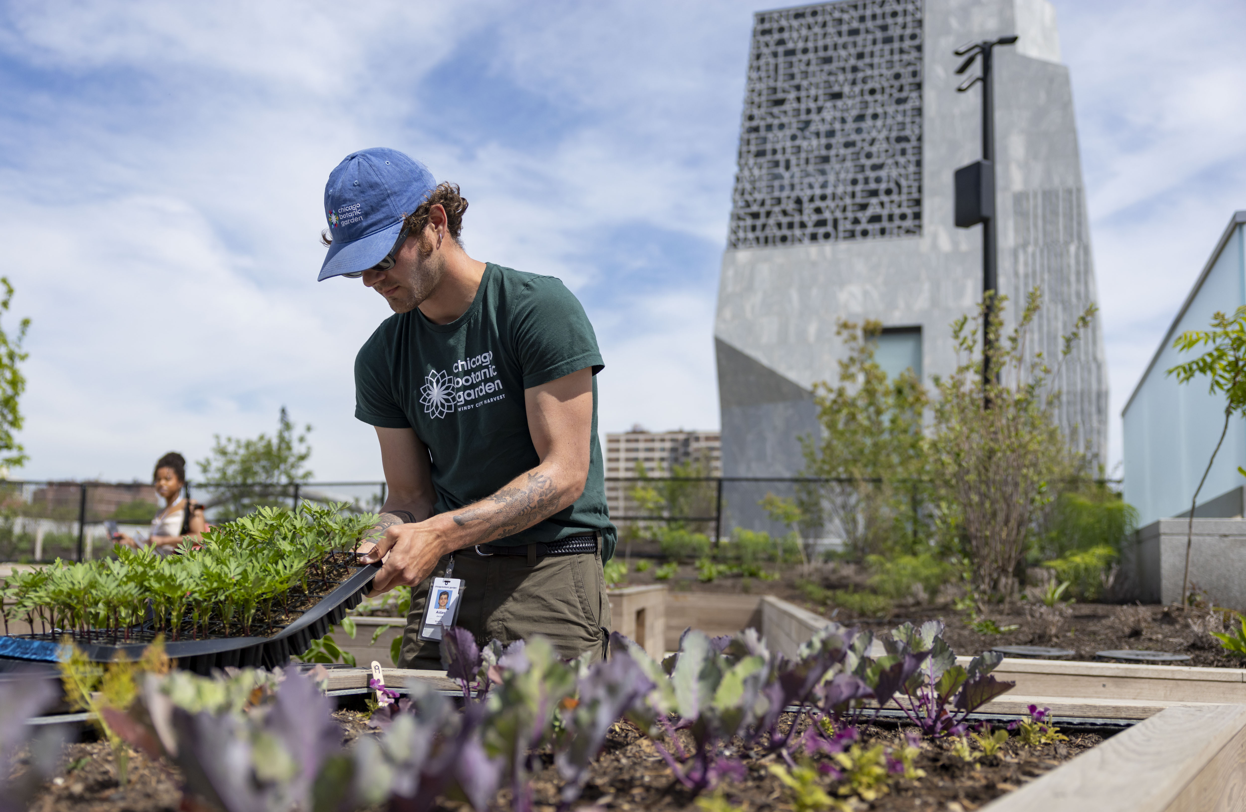 Aidan Jacobs works in the Eleanor Roosevelt Fruit and Vegetable...