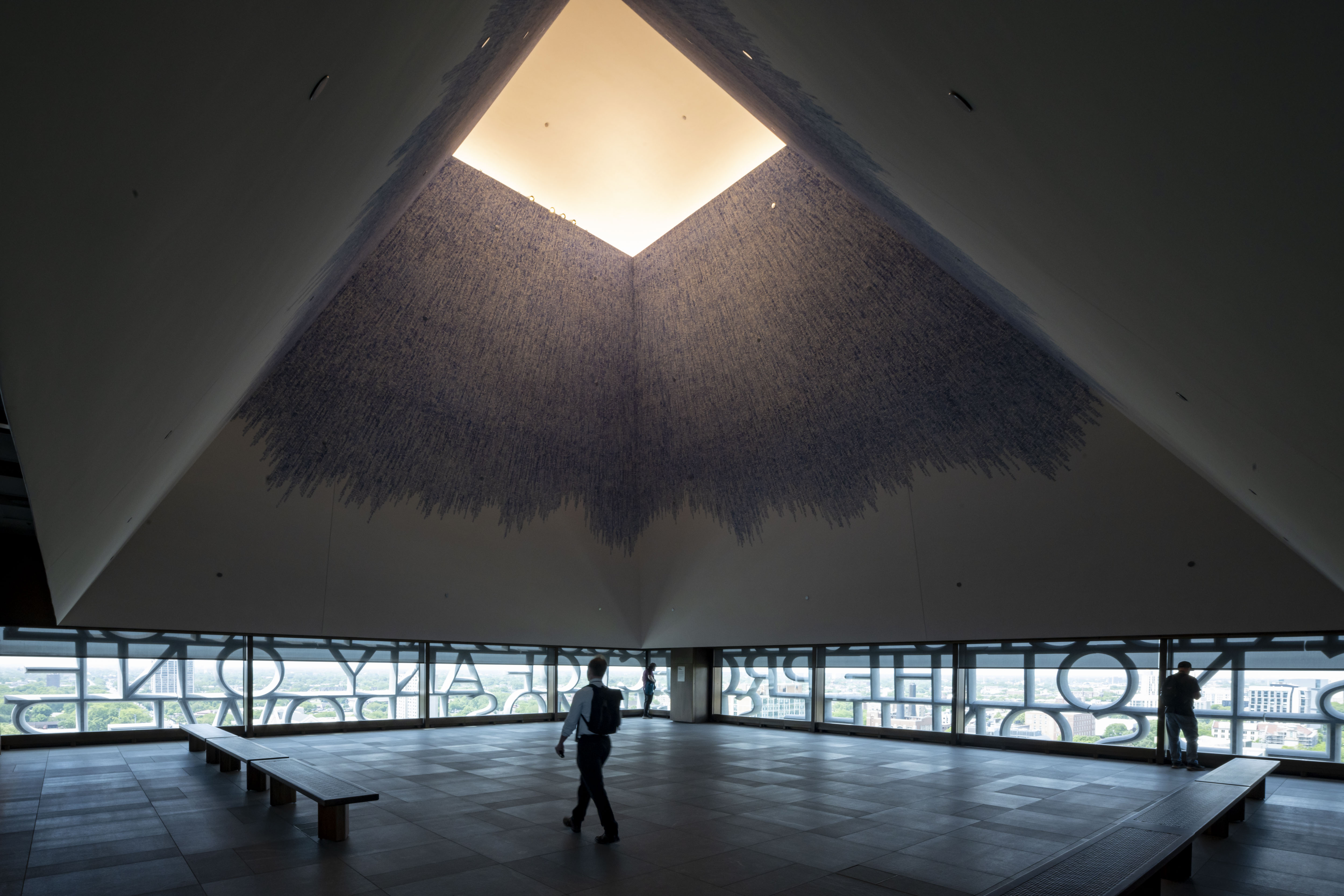 Visitors tour the Sky Room as the Obama Presidential Center...