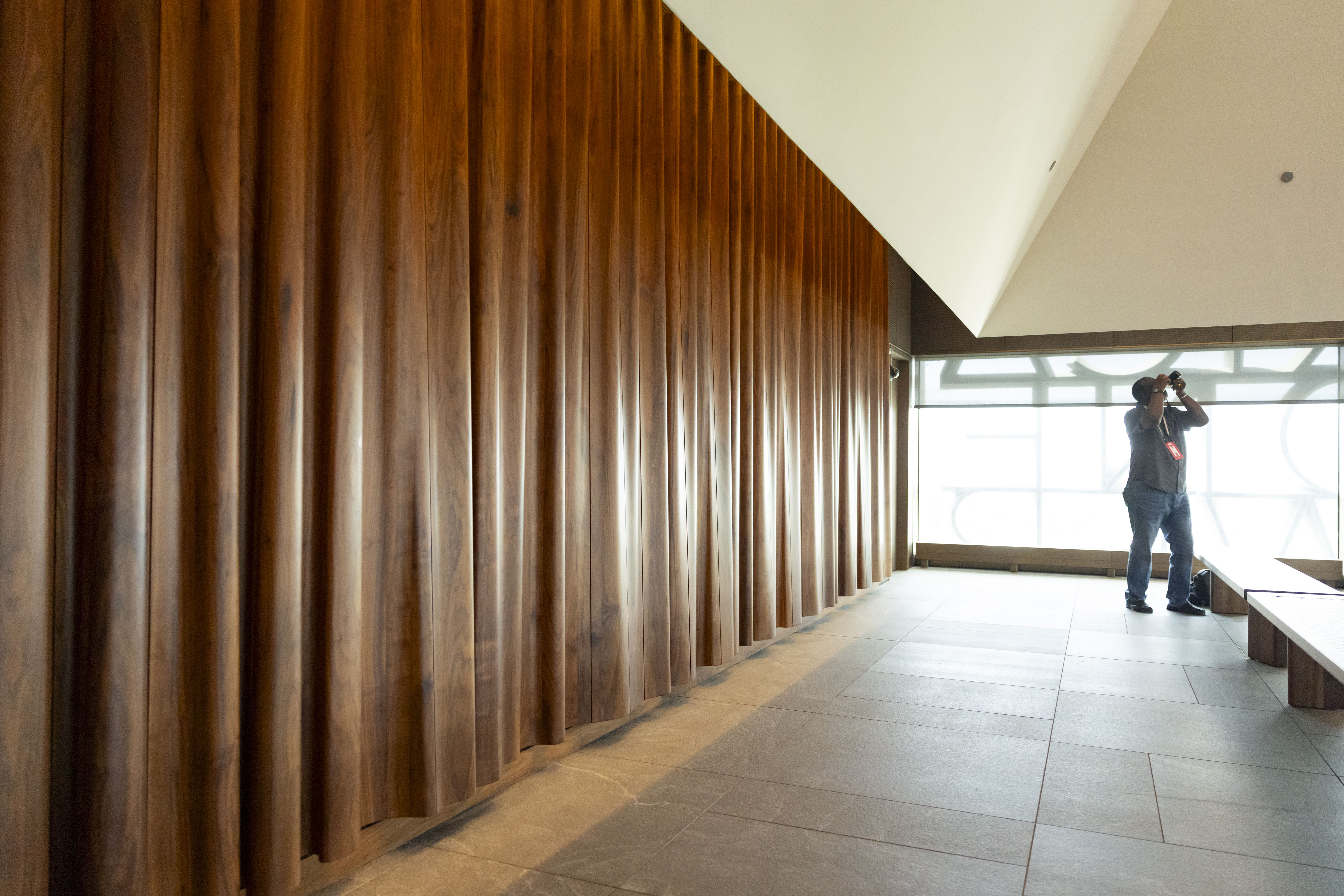 Wood panels line the Sky Room at the Obama Presidential...