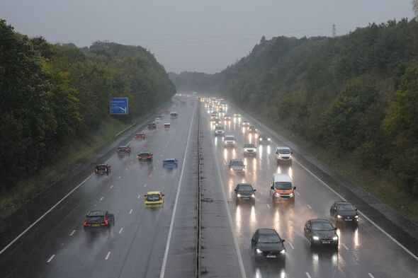 Cars on rainy motorway Cars on rainy motorway