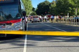 metrobus, police cars, crime tape