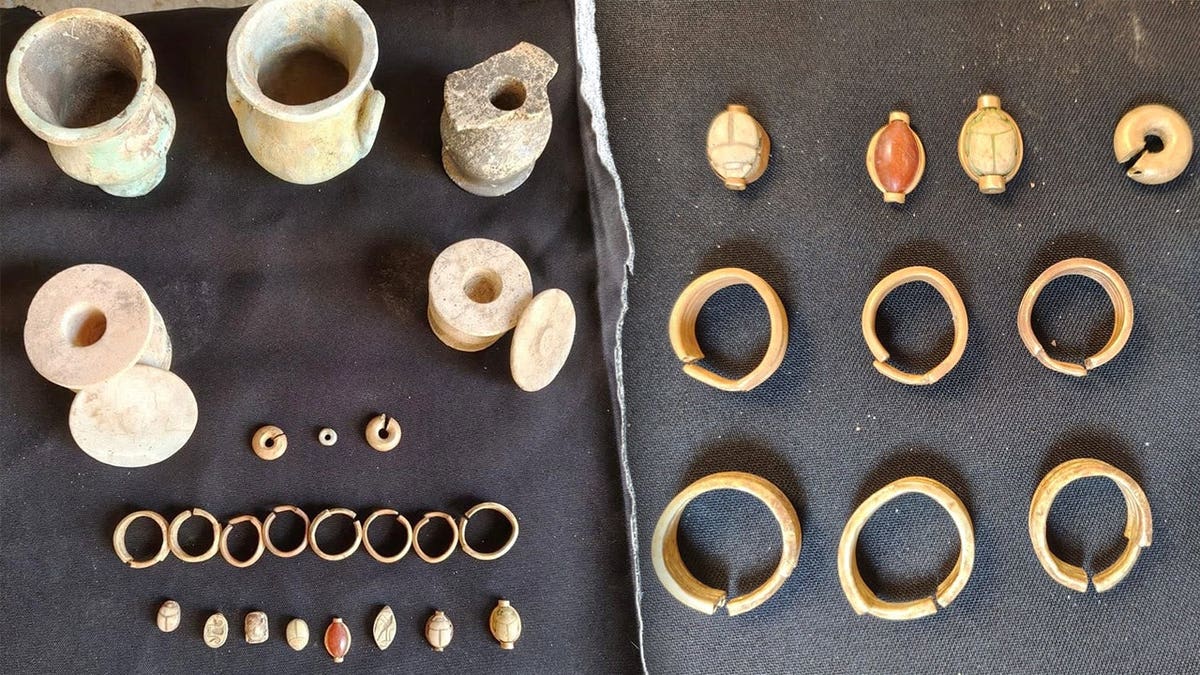 Split image of ancient treasure found at site