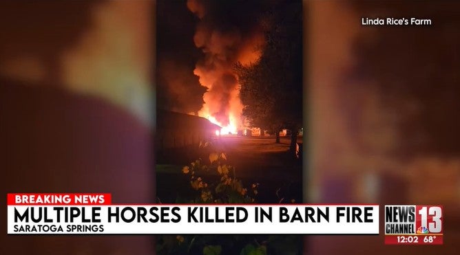 Approximately 17 horses killed in barn fire at Saratoga Harness Track