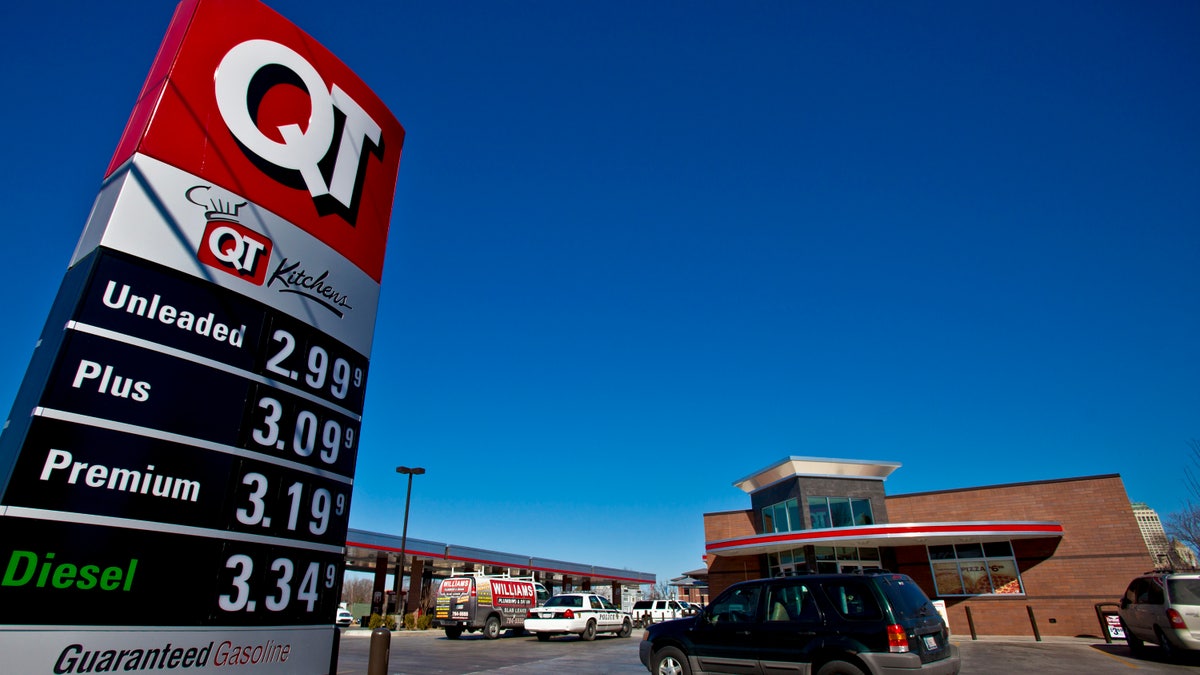 Gas prices above three dollars per gallon displayed at QuikTrip gas station in Tulsa Oklahoma