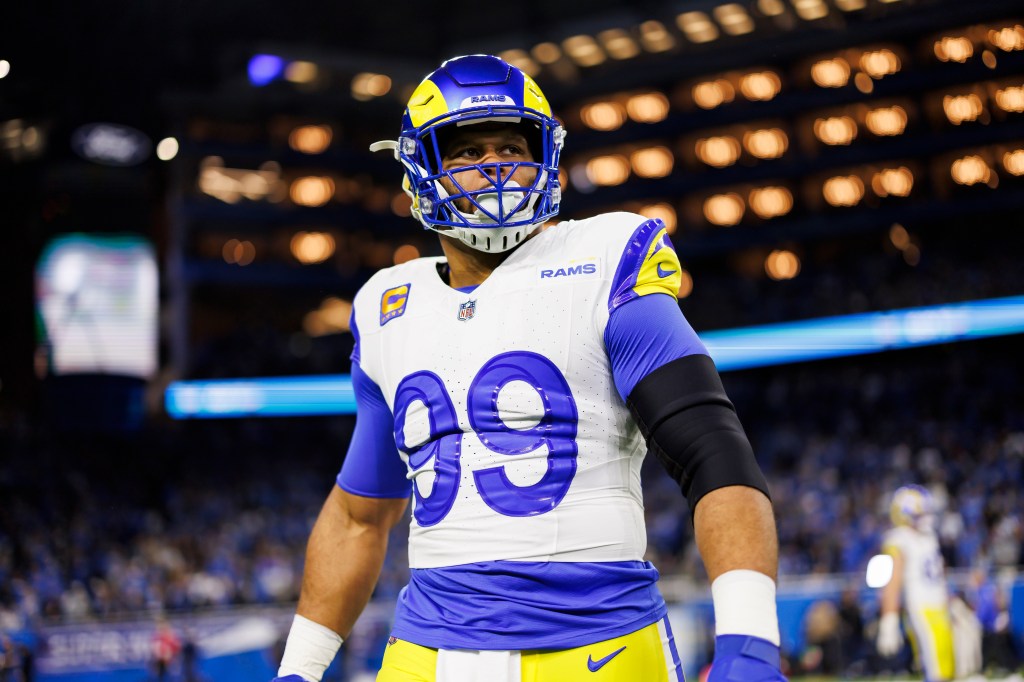 Aaron Donald in his Rams uniform, wearing number 99.