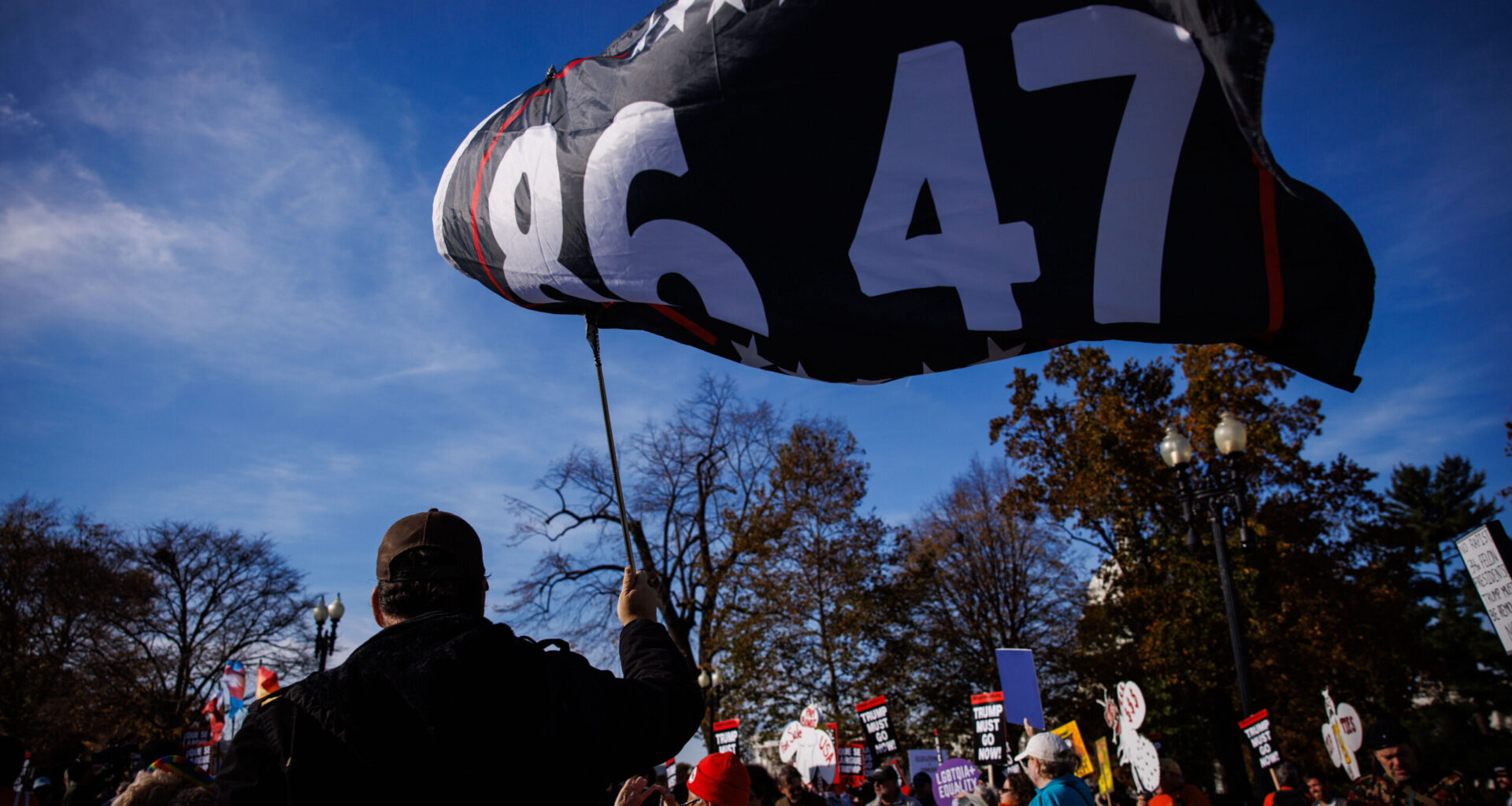 A flag with the numbers ’86 47′ can stay flying near the White House