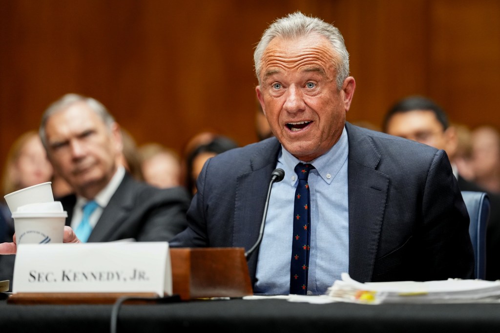 Robert F. Kennedy Jr., US secretary of Health and Human Services (HHS), during a Senate Health, Education, Labor, and Pensions Committee hearing in Washington, DC, on Wednesday, April 22, 2026. 