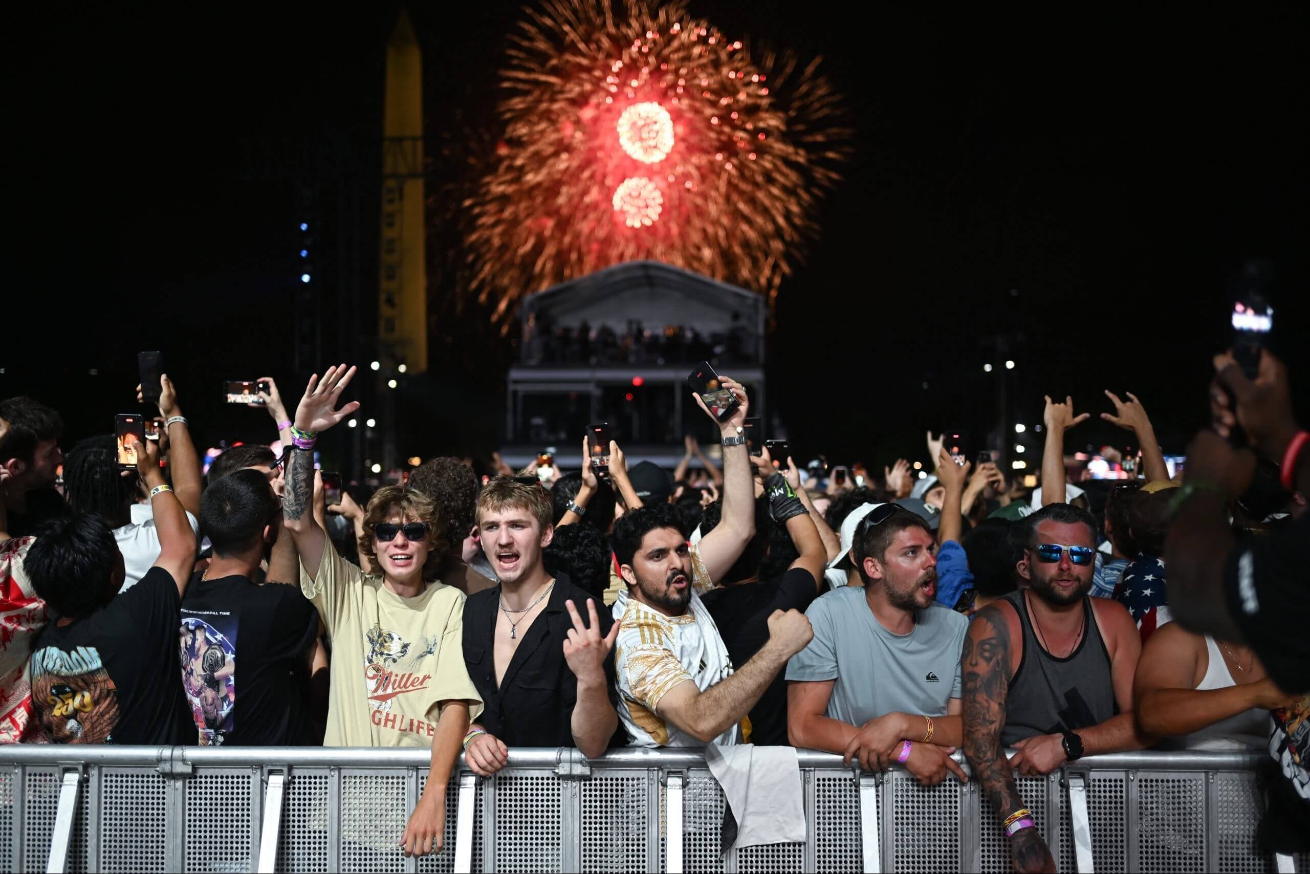 Fans celebrate the UFC Freedom 250 event on the South Lawn of the White House.