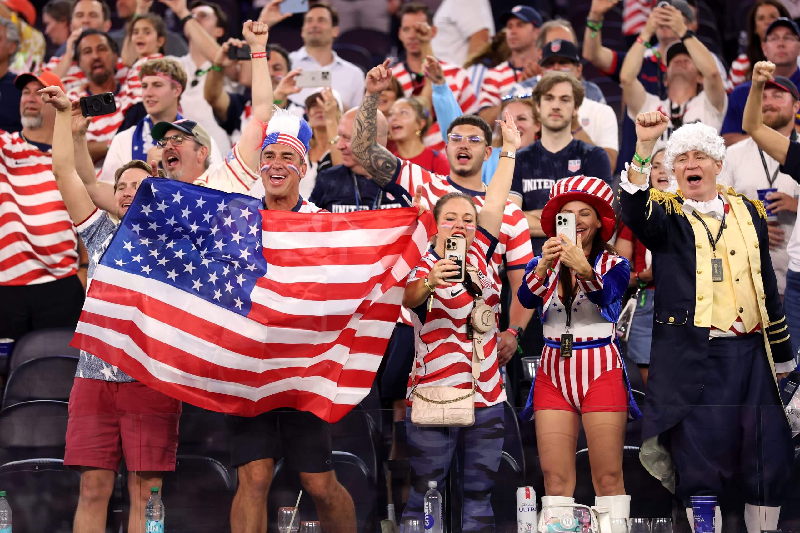USMNT fans celebrate the World Cup win over Paraguay